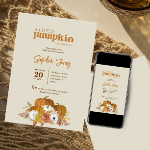 A little pumpkin Boho Fall Floral Baby Shower  Invitation