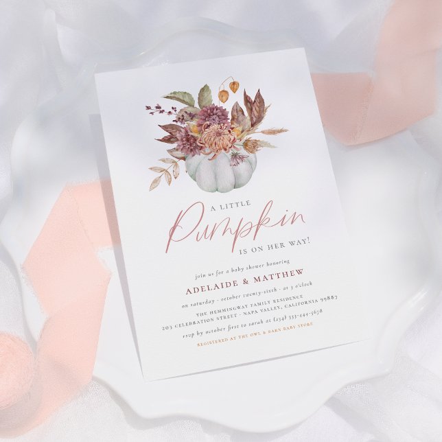 A Little Pumpkin Boho Floral Fall Baby Girl Shower Invitation (Creator Uploaded)