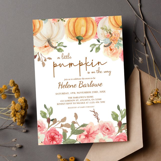 A Little Pumpkin Boho Rustic Fall Baby Shower Invitation (A Little Pumpkin Boho Rustic Fall Baby Shower Invitation)