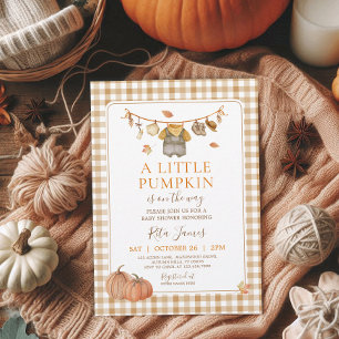 A Little Pumpkin Boy Baby Shower Gingham Invitation