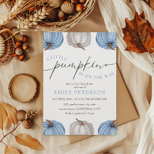 A little pumpkin   Boy Fall Baby Shower Invitation