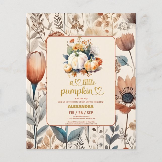 A little pumpkin budget baby shower (Front)