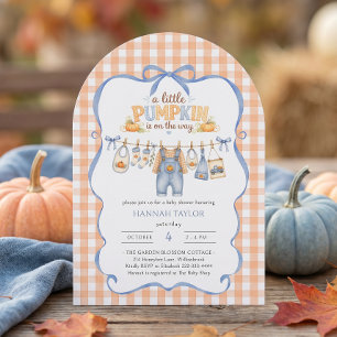 A Little Pumpkin Clothesline Boy Fall Baby Shower Invitation