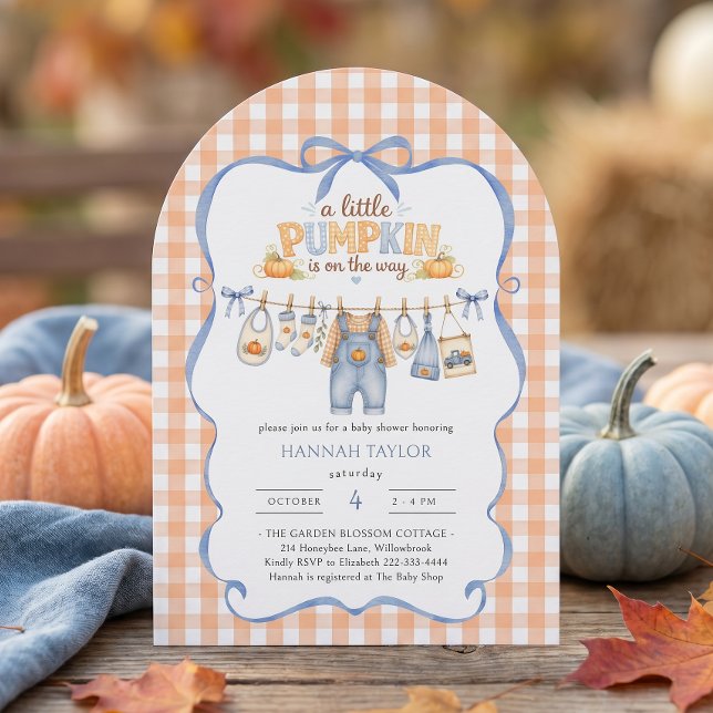 A Little Pumpkin Clothesline Boy Fall Baby Shower Invitation (Creator Uploaded)