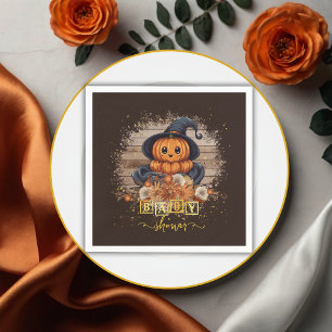 A Little Pumpkin Cute Kawaii Glitters Baby Shower Napkin