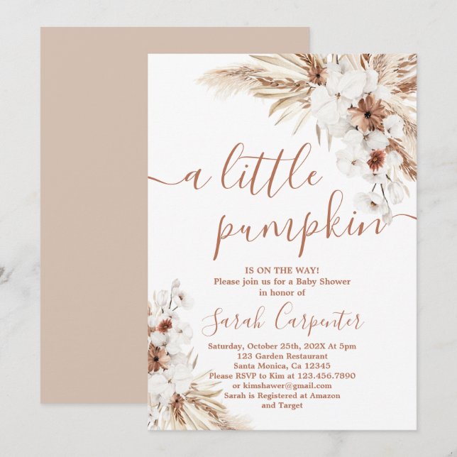 A little pumpkin dried floral Baby Show Invitation (Front/Back)