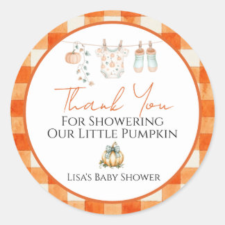 A Little Pumpkin Fall Autumn Baby Shower Favour Ta Classic Round Sticker