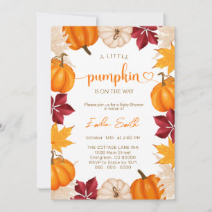 A Little Pumpkin fall Autumn Baby shower Invitation