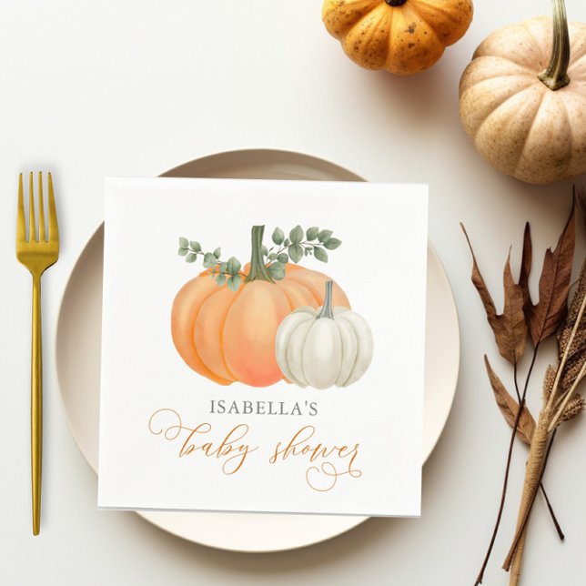 A Little Pumpkin Fall Autumn Baby Shower  Napkin (pumpkin baby shower paper napkins)