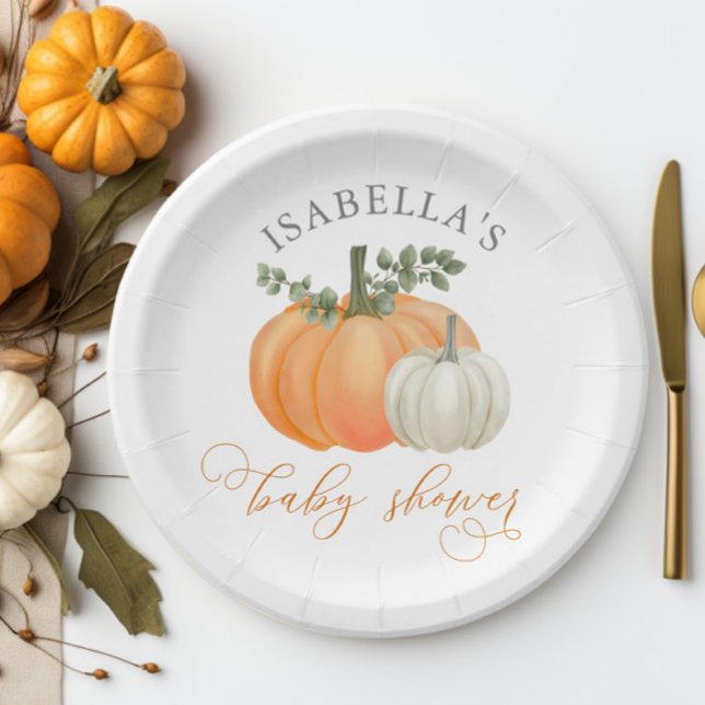A Little Pumpkin Fall Autumn Baby Shower  Paper Plate (Pumpkin Baby Shower Paper Plate)