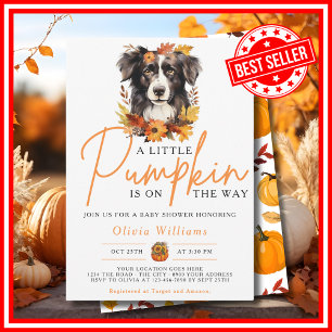 A Little Pumpkin Fall Autumn DOG Baby Shower Invitation
