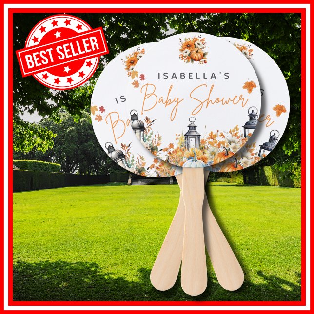 A Little Pumpkin Fall Autumn Floral Baby Shower Hand Fan (A Little Pumpkin is on the Way Fall Autumn Floral Baby Shower Hand Fan )