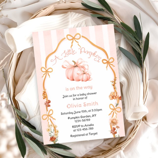 A Little Pumpkin Fall Autumn Floral Baby Shower Invitation (Creator Uploaded)