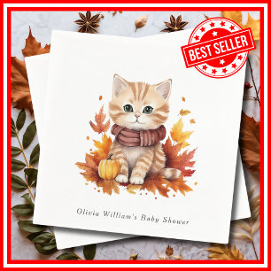 A Little Pumpkin Fall Autumn Floral Baby Shower Napkin