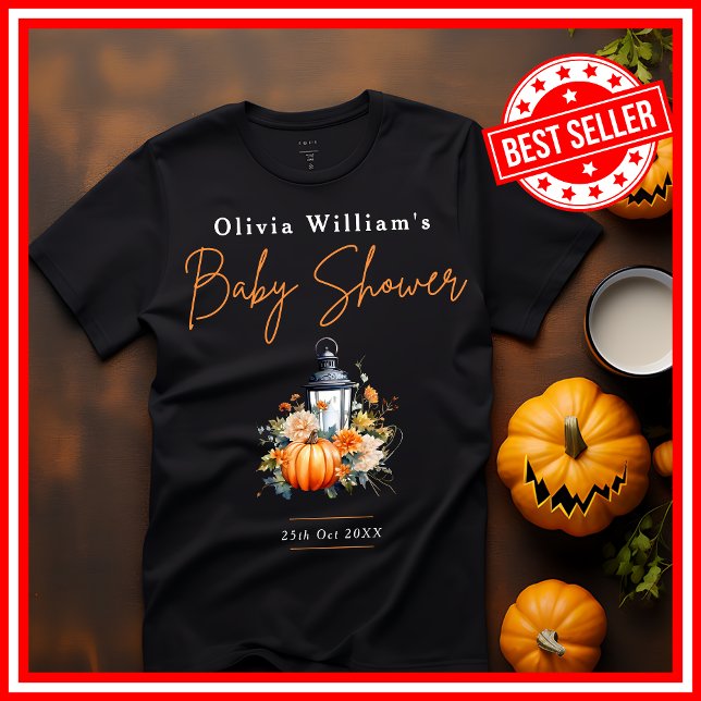 A Little Pumpkin Fall Autumn Floral Baby Shower T-Shirt (A Little Pumpkin is on the Way Fall Autumn Floral Baby Shower T-Shirt)