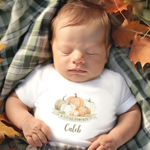 A Little Pumpkin Fall Baby Boy Custom Name T-Shirt