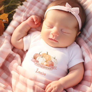 A Little Pumpkin Fall Baby Girl Custom Name Baby T-Shirt