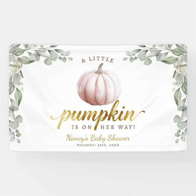 A Little Pumpkin Fall Baby Shower Backdrop Banner (Horizontal)