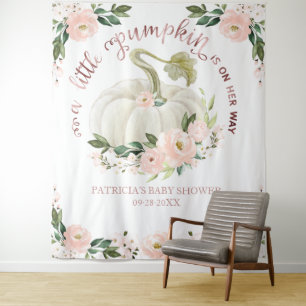 A Little Pumpkin Fall Baby Shower Backdrop Tapestry