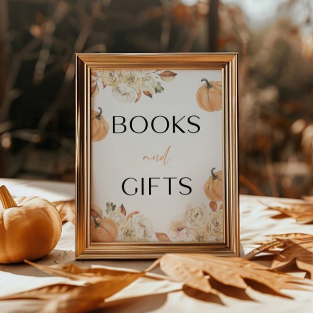 A Little Pumpkin Fall Baby Shower Books And Gifts Pedestal Sign (Creator Uploaded)