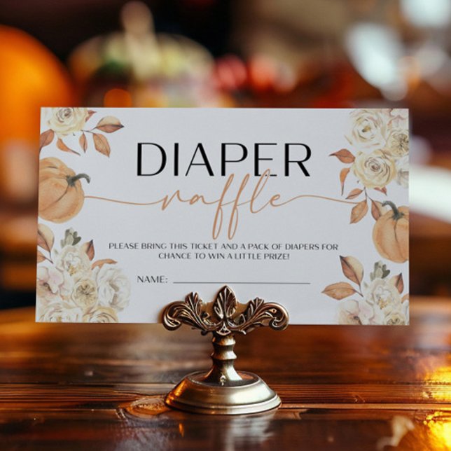 A Little Pumpkin Fall Baby Shower Diaper Raffle Enclosure Card (Creator Uploaded)