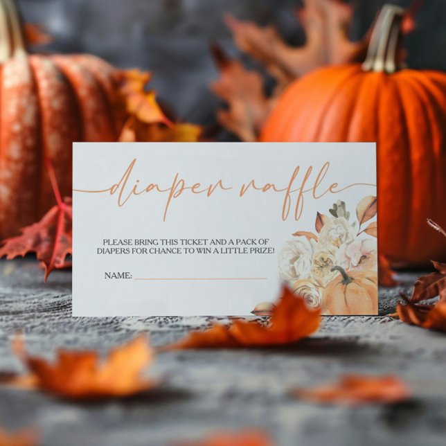 A Little Pumpkin Fall Baby Shower Diaper Raffle Enclosure Card (Creator Uploaded)