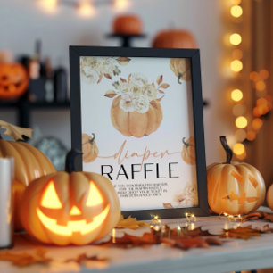 A Little Pumpkin Fall Baby Shower Diaper Raffle Pedestal Sign
