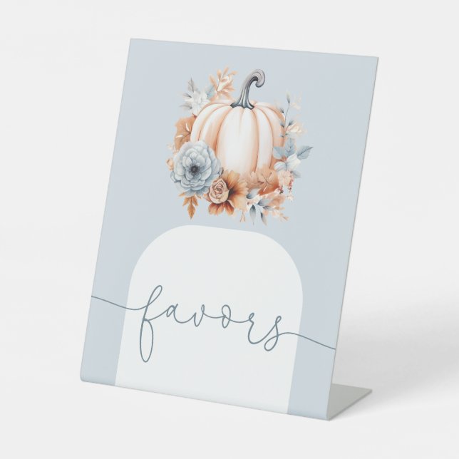 A Little Pumpkin Fall Baby Shower  Favours Pedestal Sign (Front)