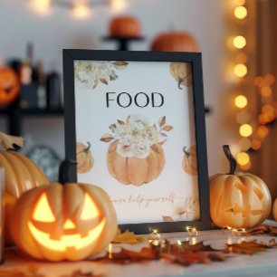 A Little Pumpkin Fall Baby Shower Food Sign