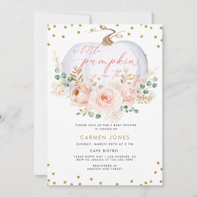 A Little Pumpkin Fall Baby Shower Gender Neutral  Invitation (Front)