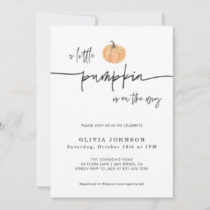 A Little Pumpkin Fall Baby Shower   Gender Neutral Invitation