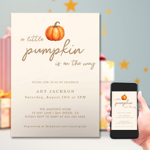 A Little Pumpkin Fall Baby Shower   Gender Neutral Invitation