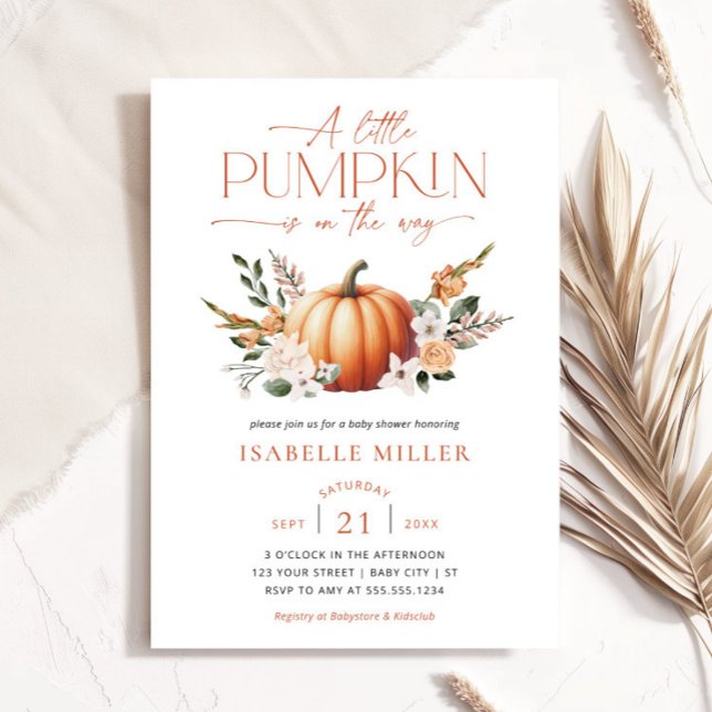 A Little Pumpkin Fall Baby Shower Gender Neutral Invitation (A Little Pumpkin Fall Baby Shower Gender Neutral Invitation-front)
