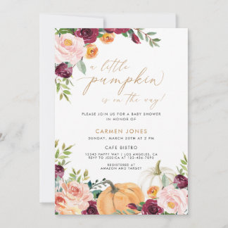 A Little Pumpkin Fall Baby Shower Gender Neutral Invitation