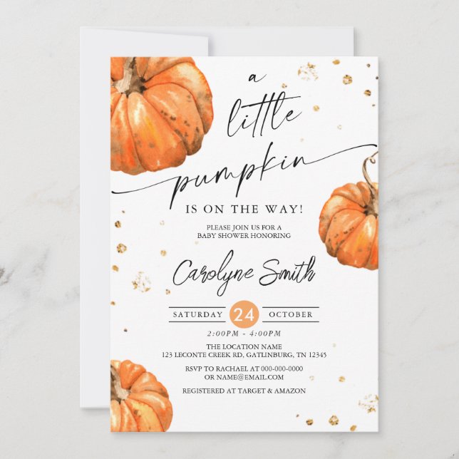 A Little Pumpkin Fall Baby Shower Invitation (Front)