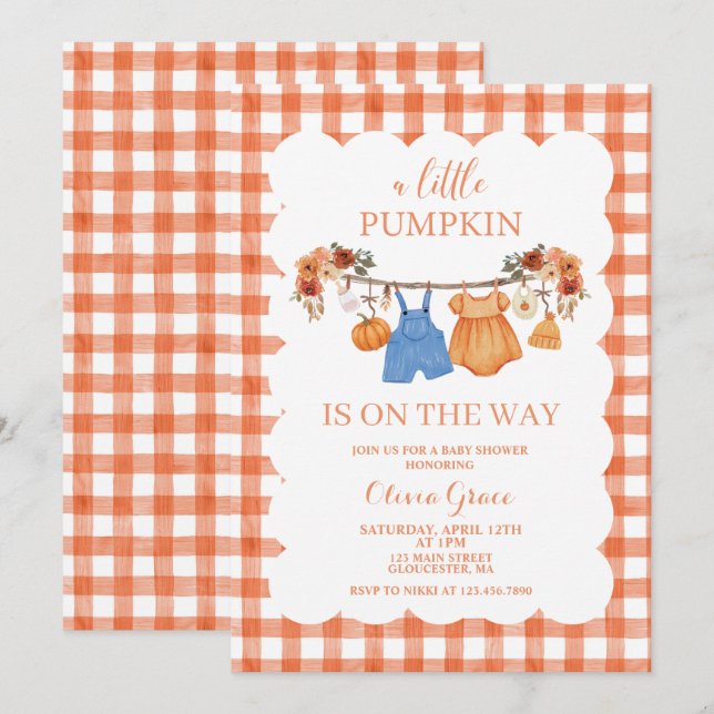 A Little Pumpkin Fall Baby Shower Invitation (Front/Back)