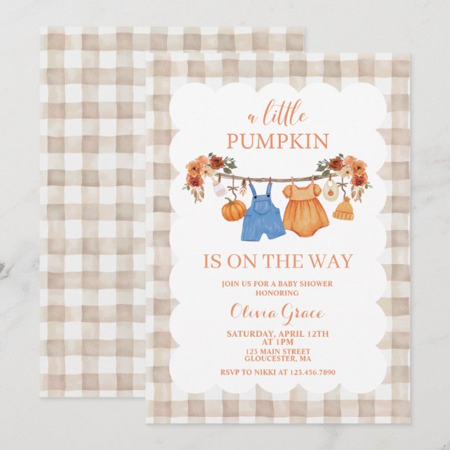 A Little Pumpkin Fall Baby Shower Invitation (Front/Back)