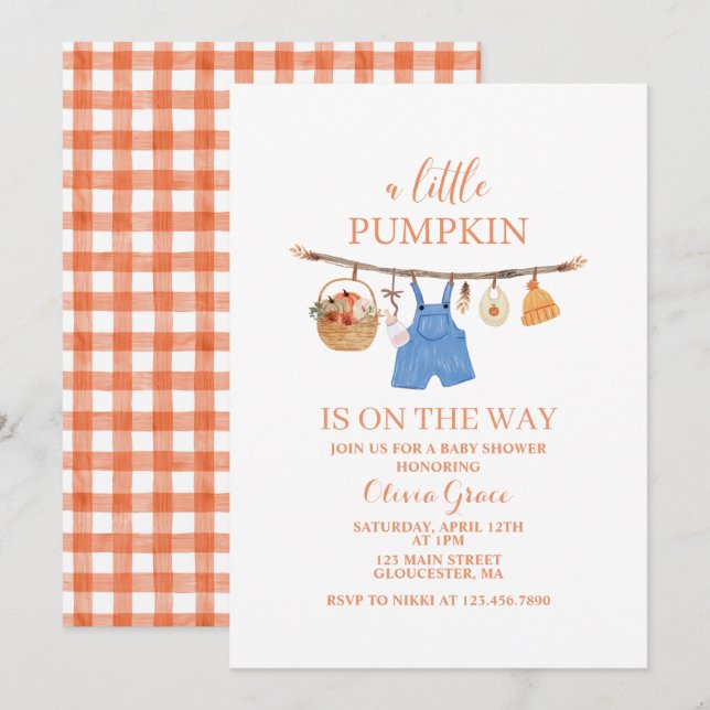 A Little Pumpkin Fall Baby Shower Invitation (Front/Back)
