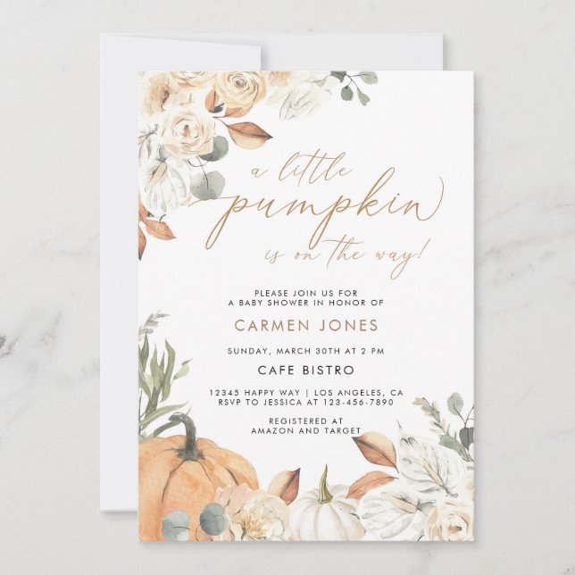 A Little Pumpkin Fall Baby Shower Invitation (Front)