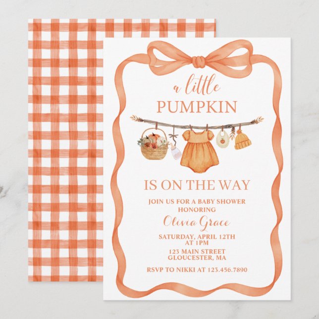 A Little Pumpkin Fall Baby Shower Invitation (Front/Back)