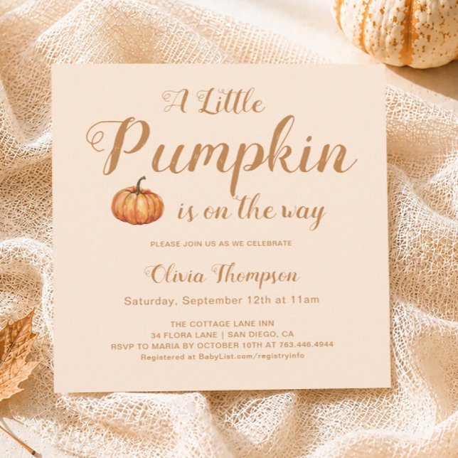 A Little Pumpkin Fall Baby Shower Invitation (Creator Uploaded)