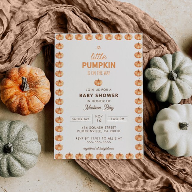 A Little Pumpkin Fall Baby Shower Invitation (Creator Uploaded)
