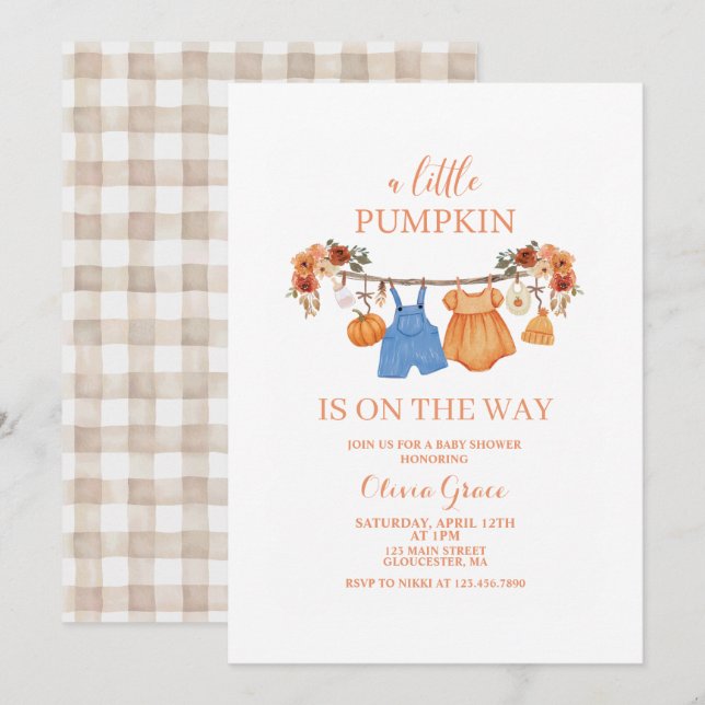 A Little Pumpkin Fall Baby Shower Invitation (Front/Back)