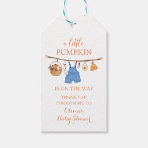 A Little Pumpkin Fall Baby Shower Invitation Gift Tags