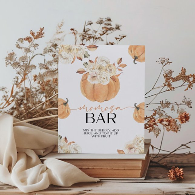A Little Pumpkin Fall Baby Shower Momosa Bar Pedestal Sign (Creator Uploaded)