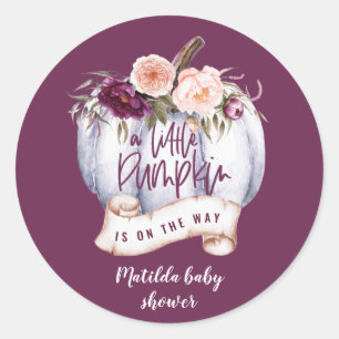 A little pumpkin fall baby shower party favour classic round sticker
