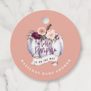 A little pumpkin fall baby shower party favour tags
