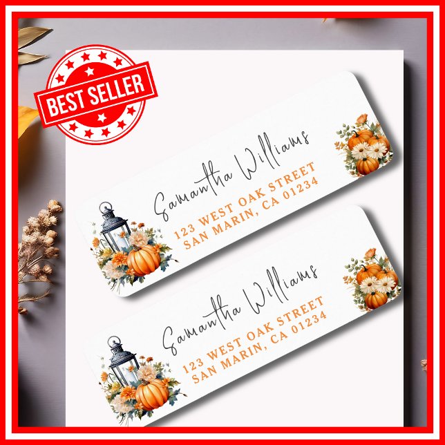 A Little Pumpkin Fall Baby Shower Return Address (A Little Pumpkin is on the Way Fall Autumn Floral Baby Shower Return Address Labels )