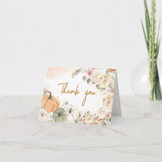 A Little Pumpkin Fall Baby Shower Thank You Card (Front)