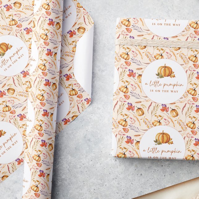 A Little Pumpkin Fall baby shower Wrapping Paper (Creator Uploaded)